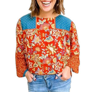 Matilda Jane NWT Garden Mums Mixed Print Floral Long Sleeve Top